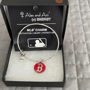 ALEX AND ANI Energy MLB Boston Red Sox Baseball Charm Bracelet Silver